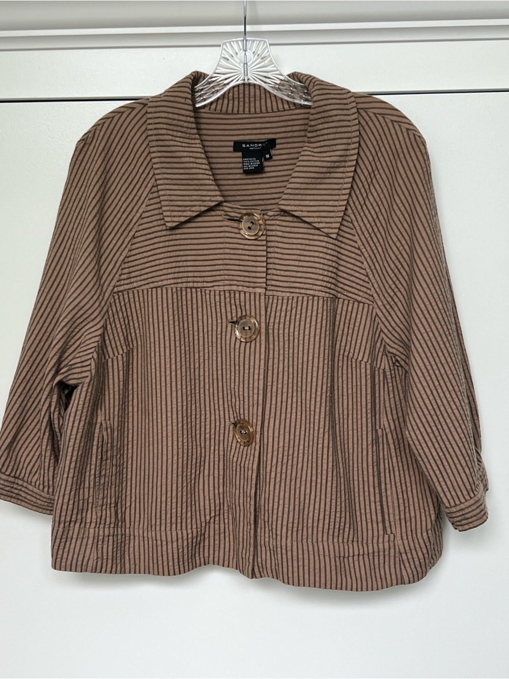 Sandro sportswear Brown Striped women’s Button Front Jacket